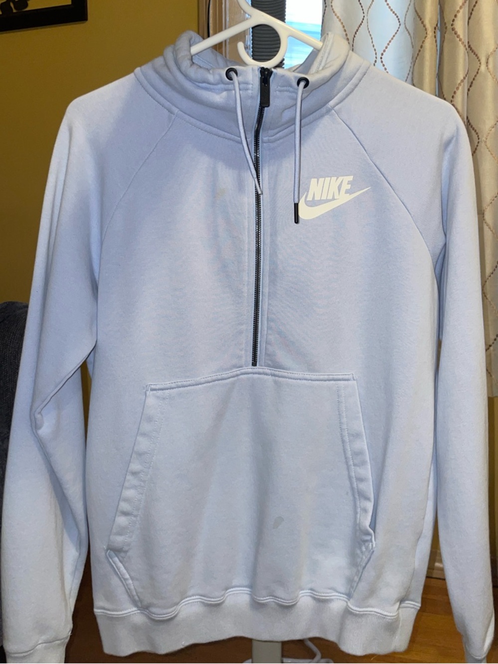 Nike Pale Blue Half-Zip Hoodie with White Logo